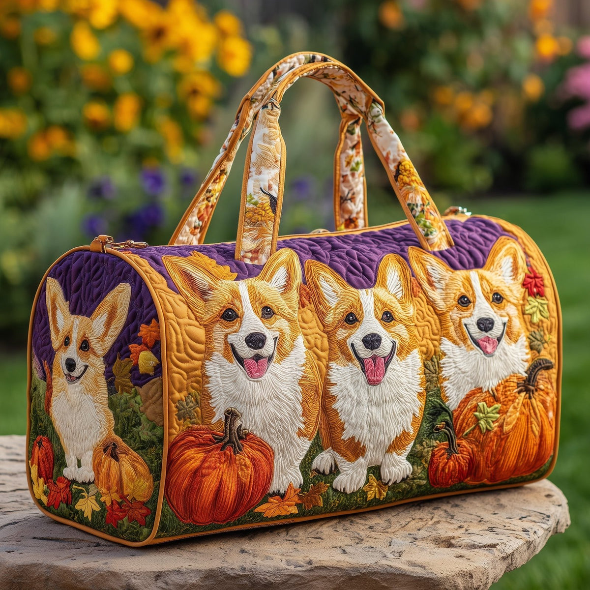 Adorable Corgi Quilted Duffle Bag printed duffle bag