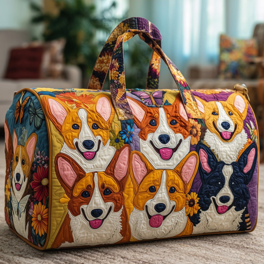 Adorable Corgi Quilted Duffle Bag printed duffle bag
