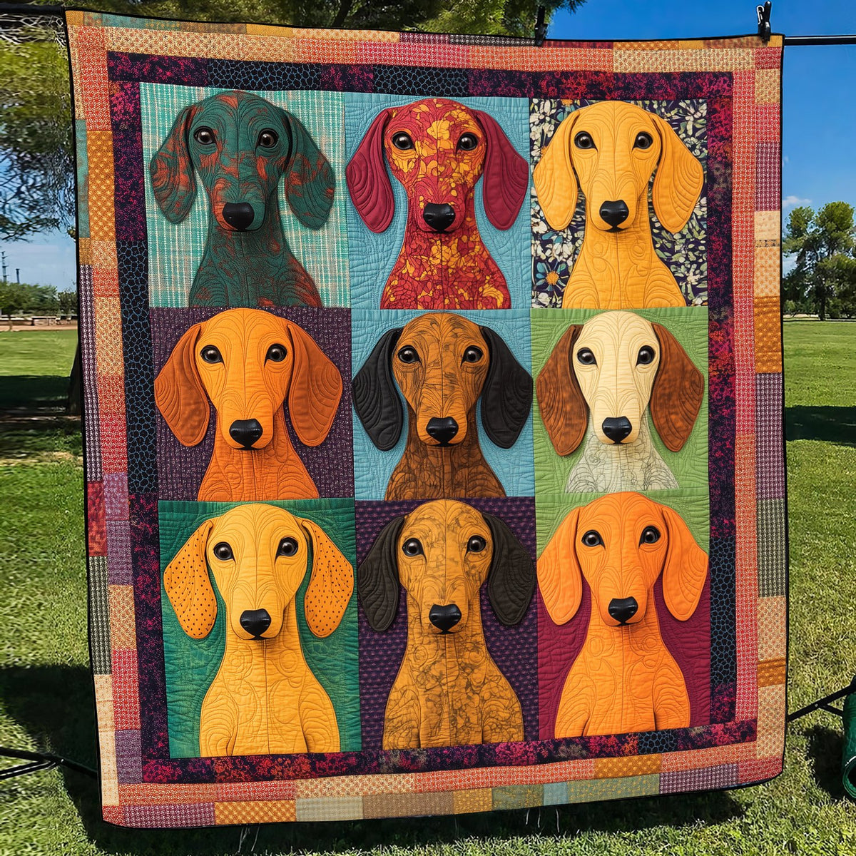 Adorable Dachshund Quilted Blanket printed blanket