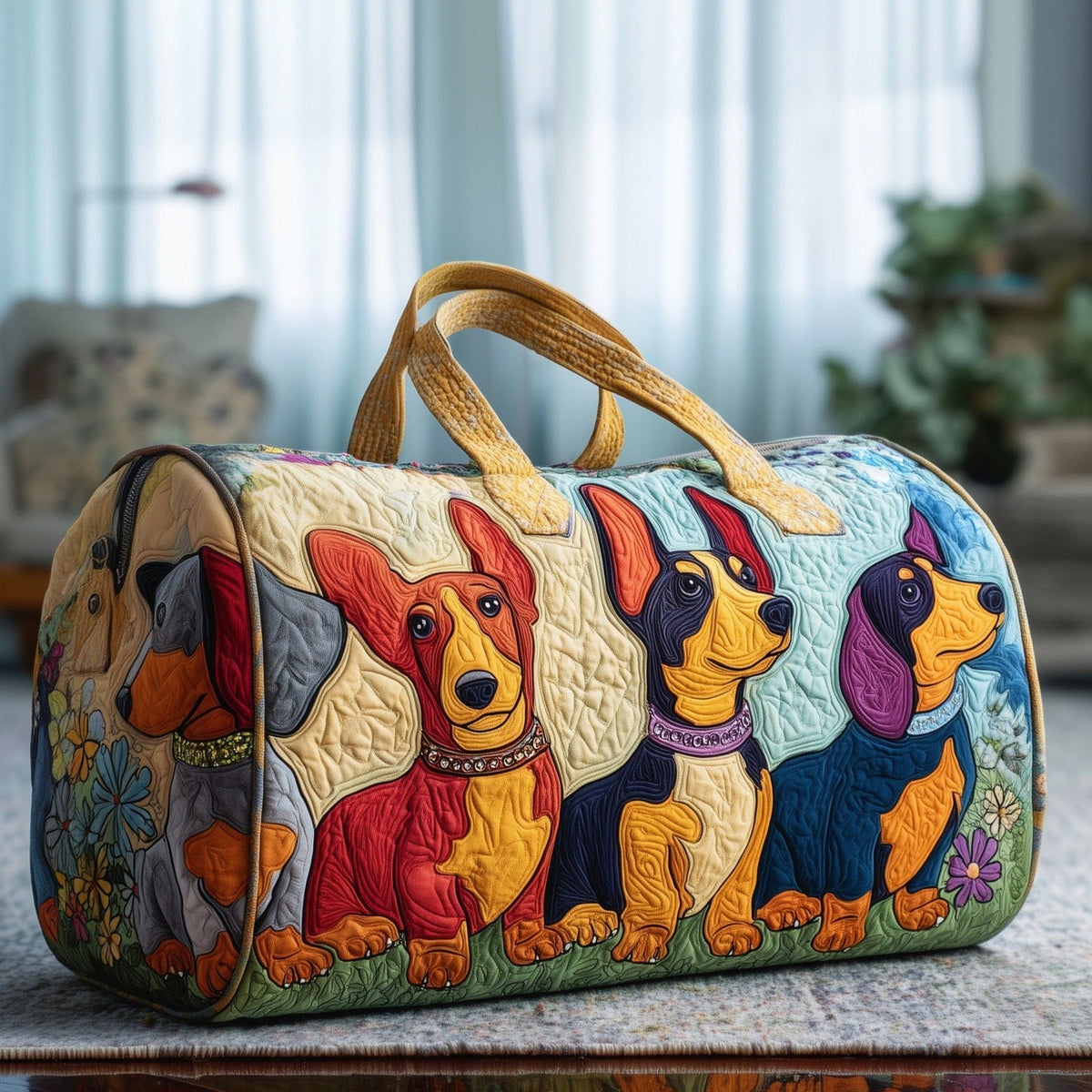 Adorable Dachshund Quilted Duffle Bag printed duffle bag