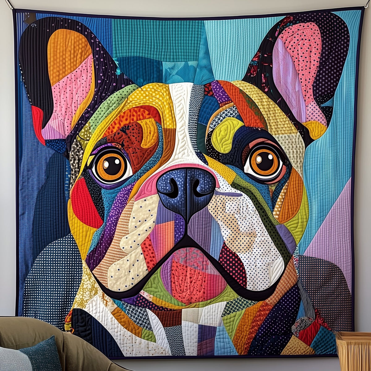 Adorable French Bulldog Quilted Blanket printed blanket