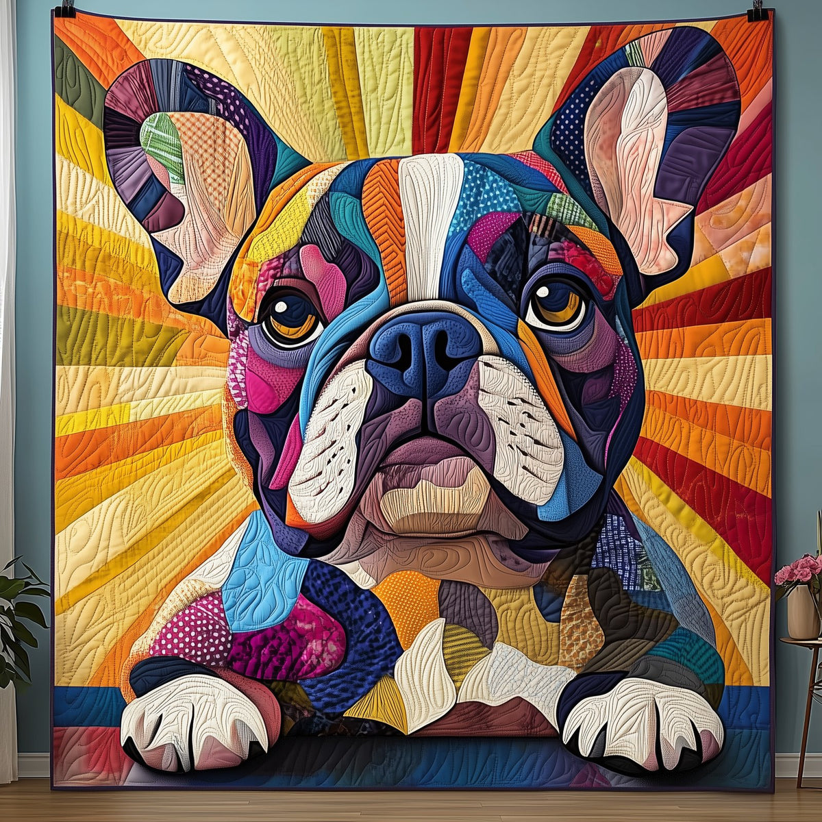 Adorable French Bulldog Quilted Blanket printed blanket