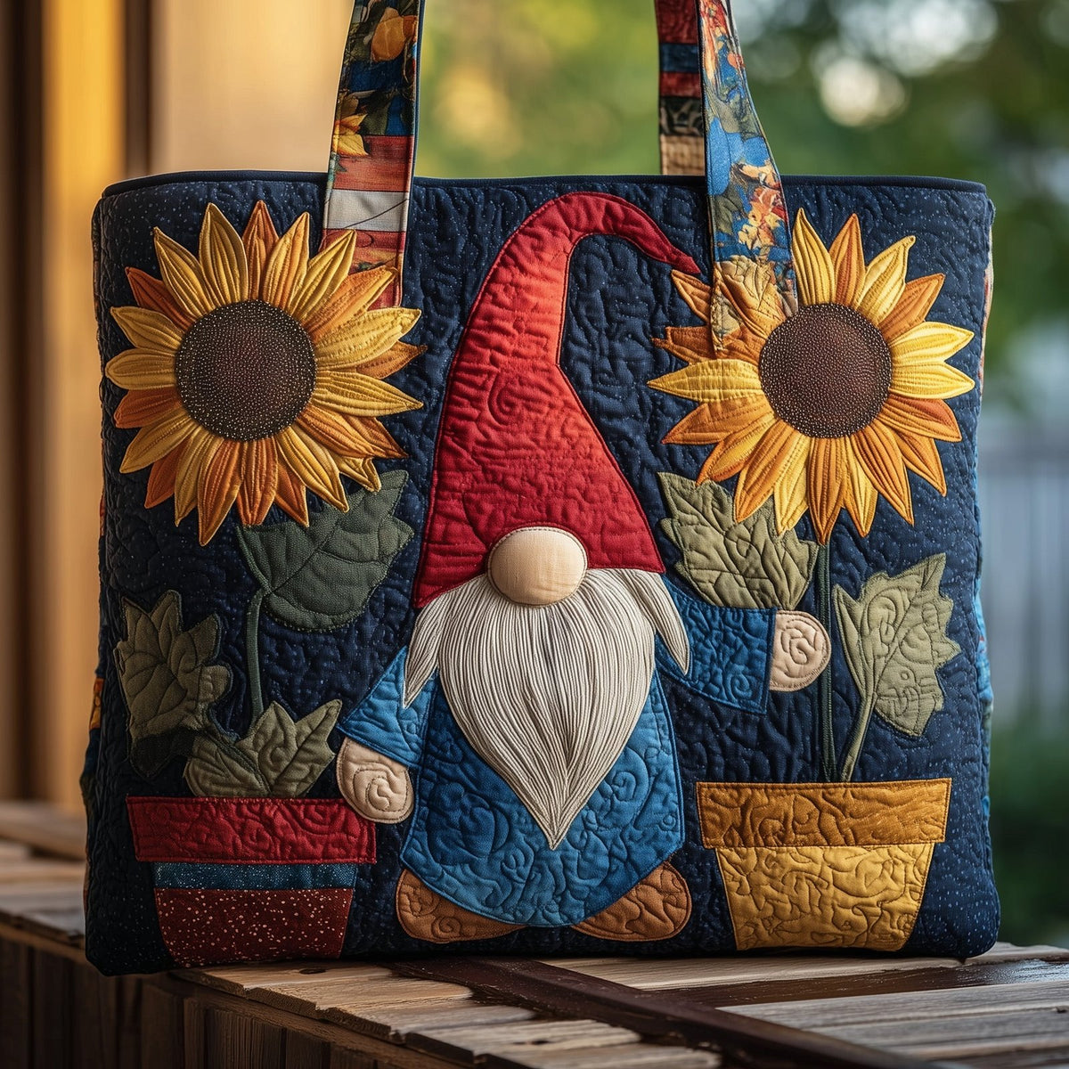 Adorable Gnomes Quilted Tote Bag printed tote bag