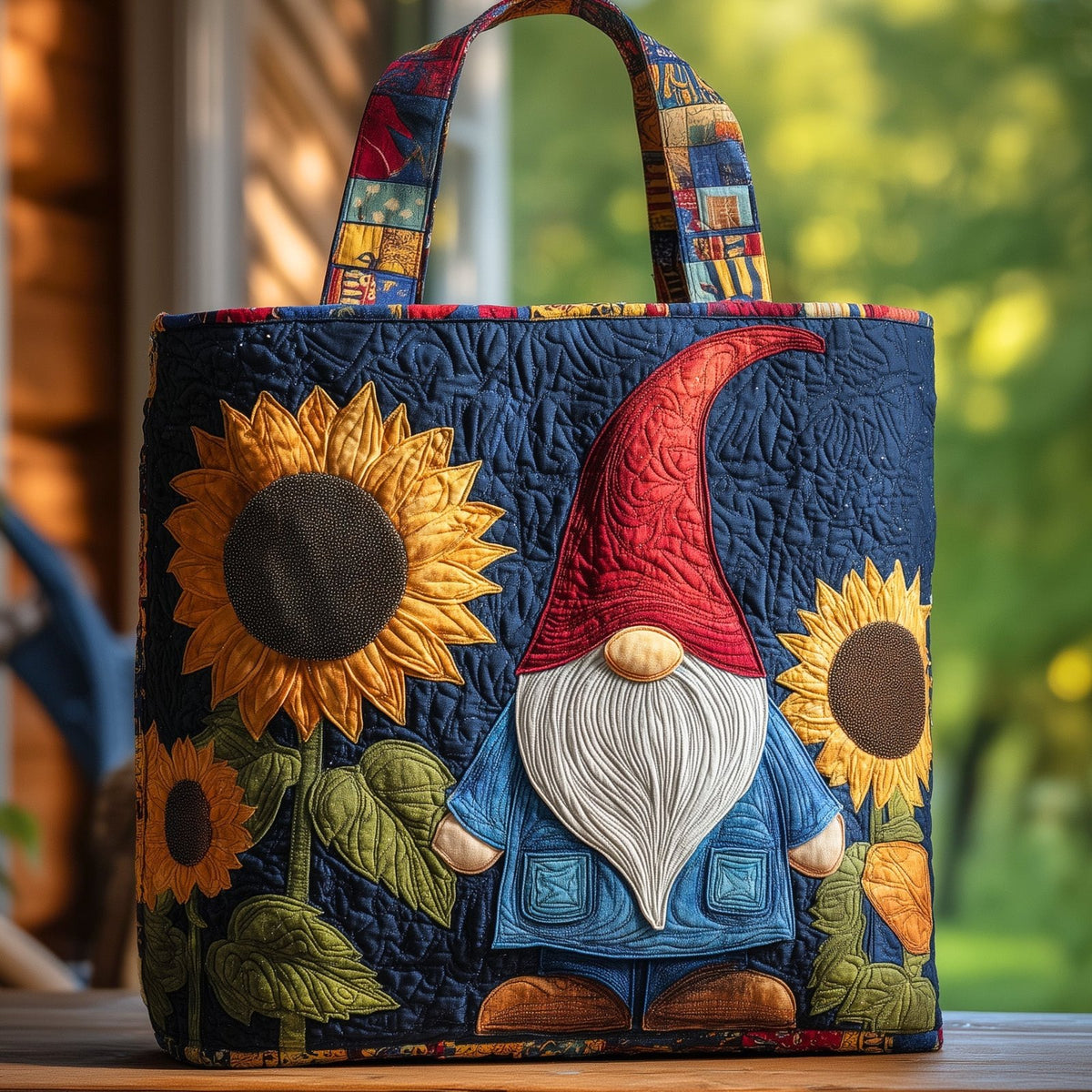 Adorable Gnomes Quilted Tote Bag printed tote bag