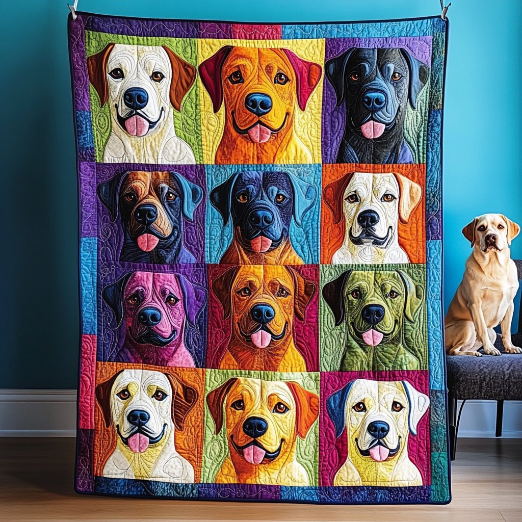 Adorable Labrador Quilted Blanket printed blanket