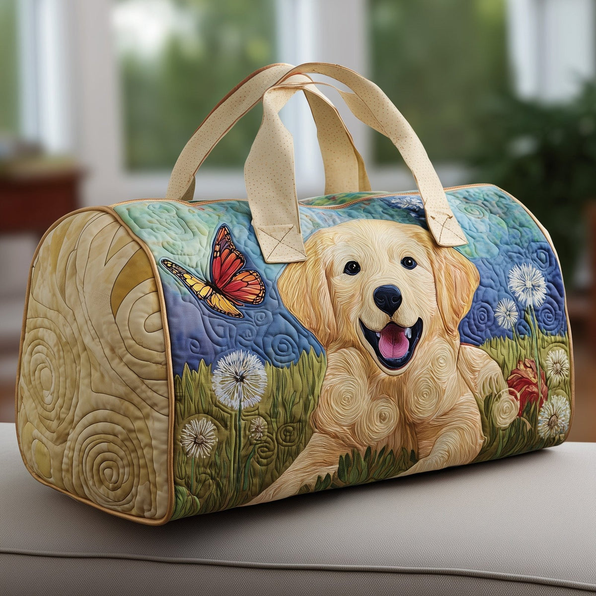 Adorable Labrador Quilted Duffle Bag printed duffle bag