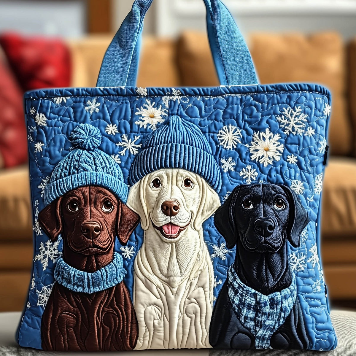 Adorable Labrador Quilted Tote Bag printed tote bag