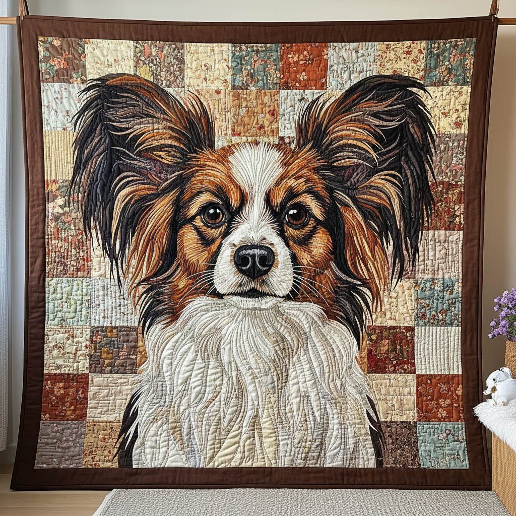 Adorable Papillon Quilted Blanket printed blanket