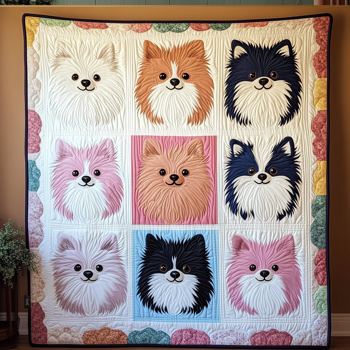 Adorable Pomeranian Quilted Blanket printed blanket