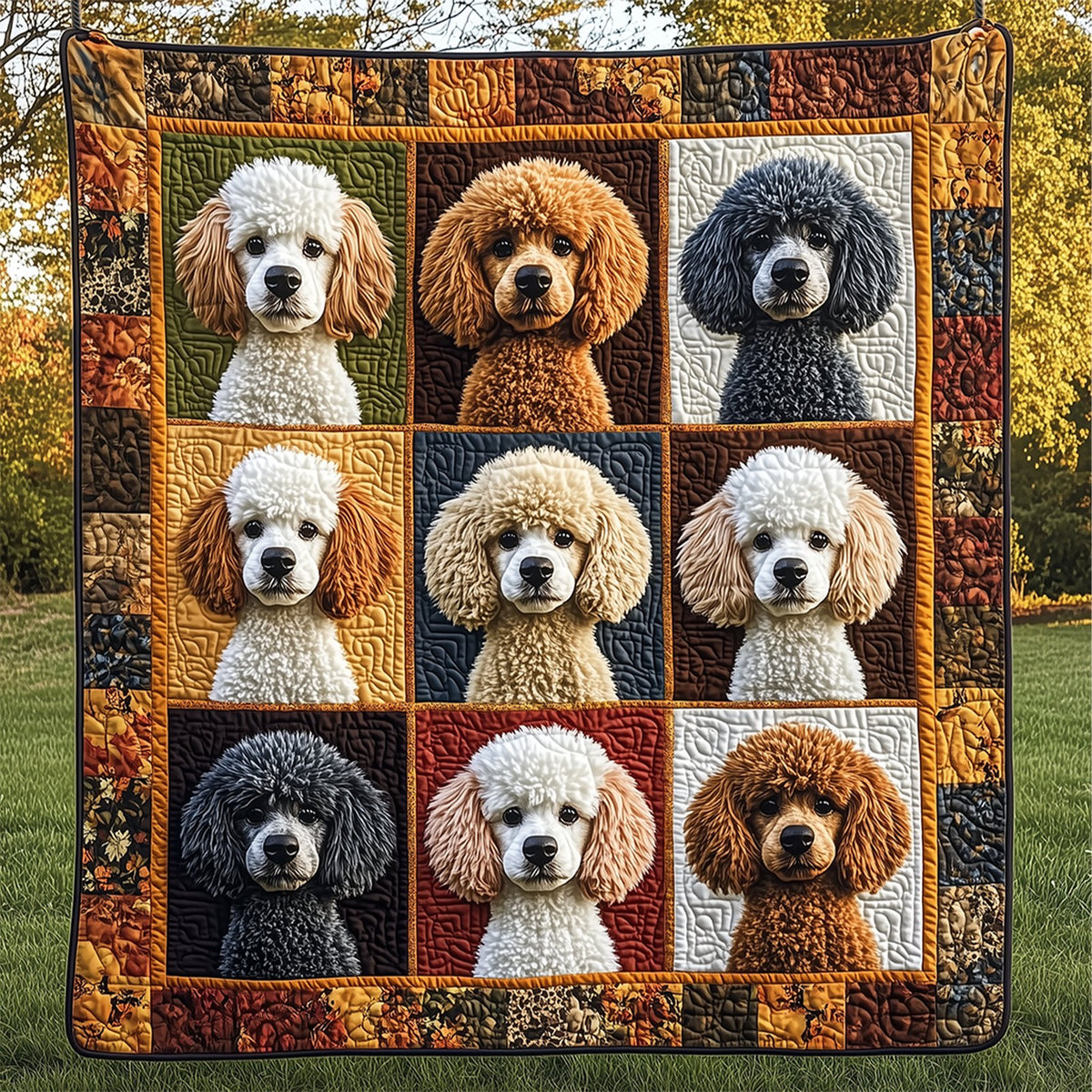 Adorable Poodle Quilted Blanket printed blanket