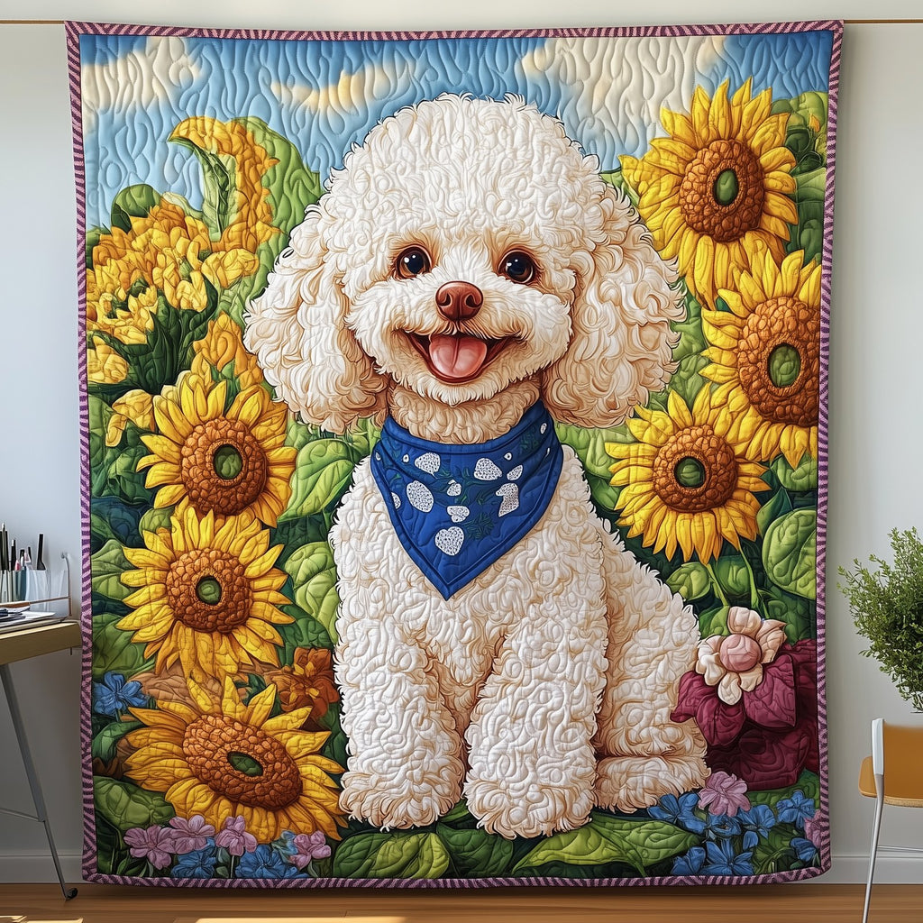 Adorable Poodle Quilted Blanket printed blanket