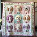 Adorable Poodle Quilted Blanket printed blanket