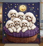 Adorable Poodle Quilted Blanket printed blanket