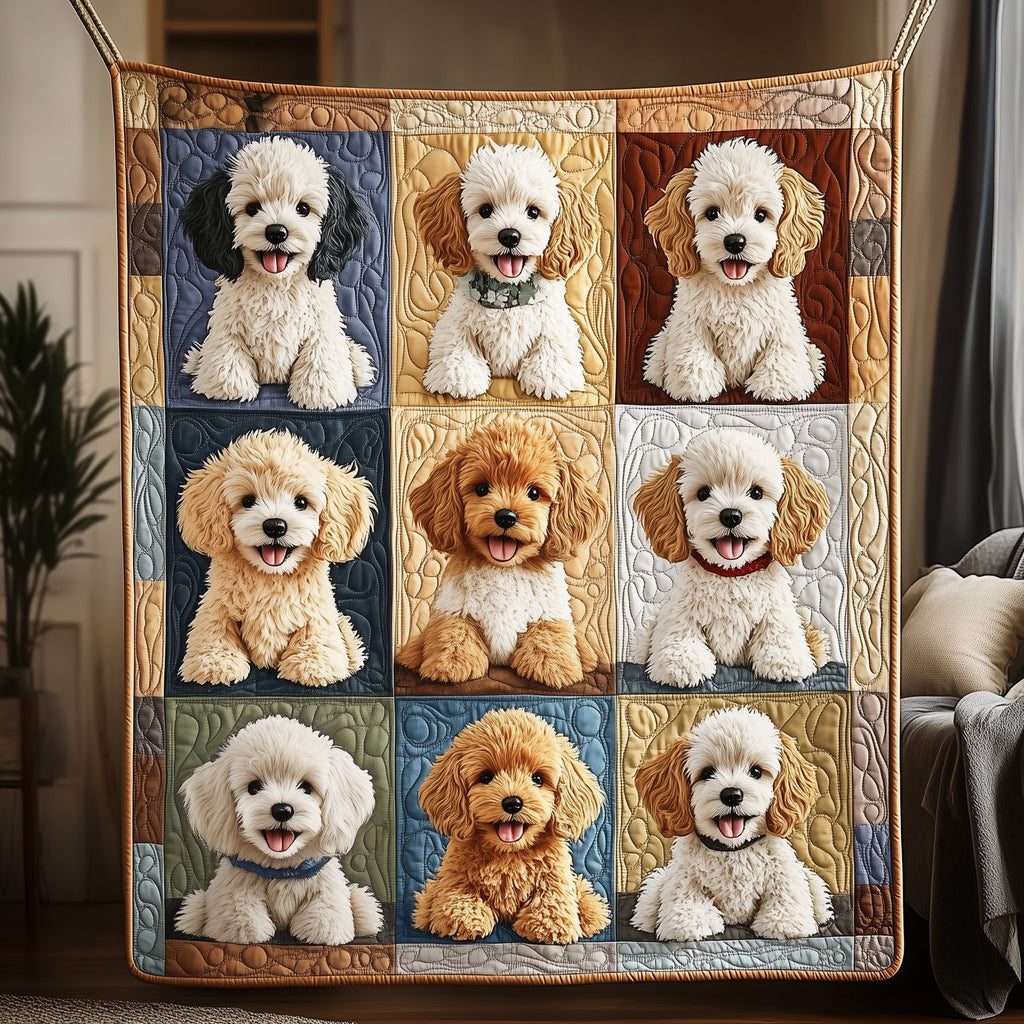 Adorable Poodle Quilted Blanket printed blanket
