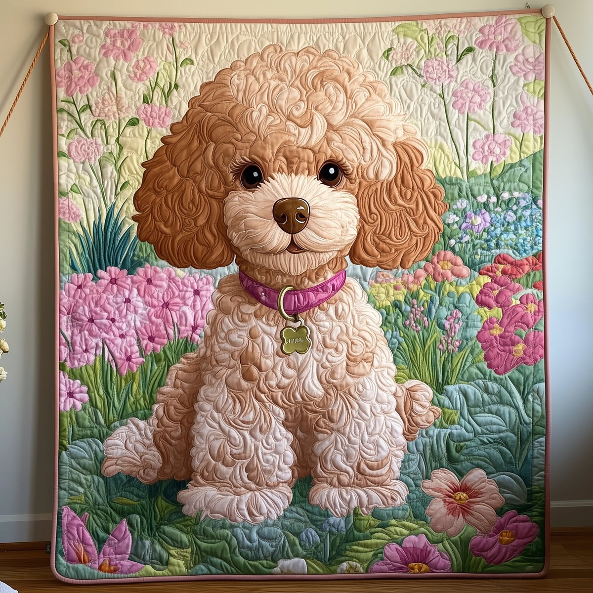Adorable Poodle Quilted Blanket printed blanket