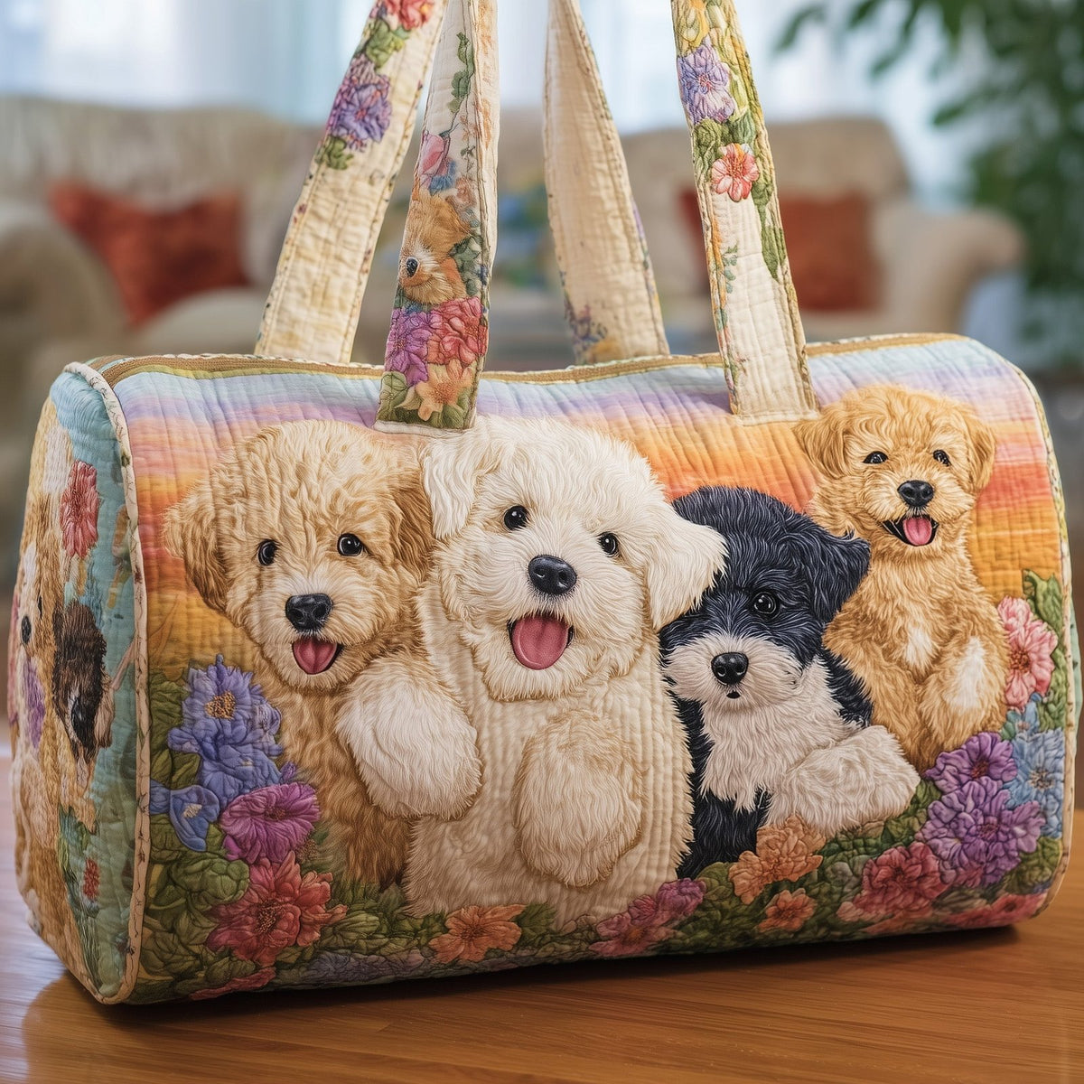 Adorable Poodle Quilted Duffle Bag printed duffle bag