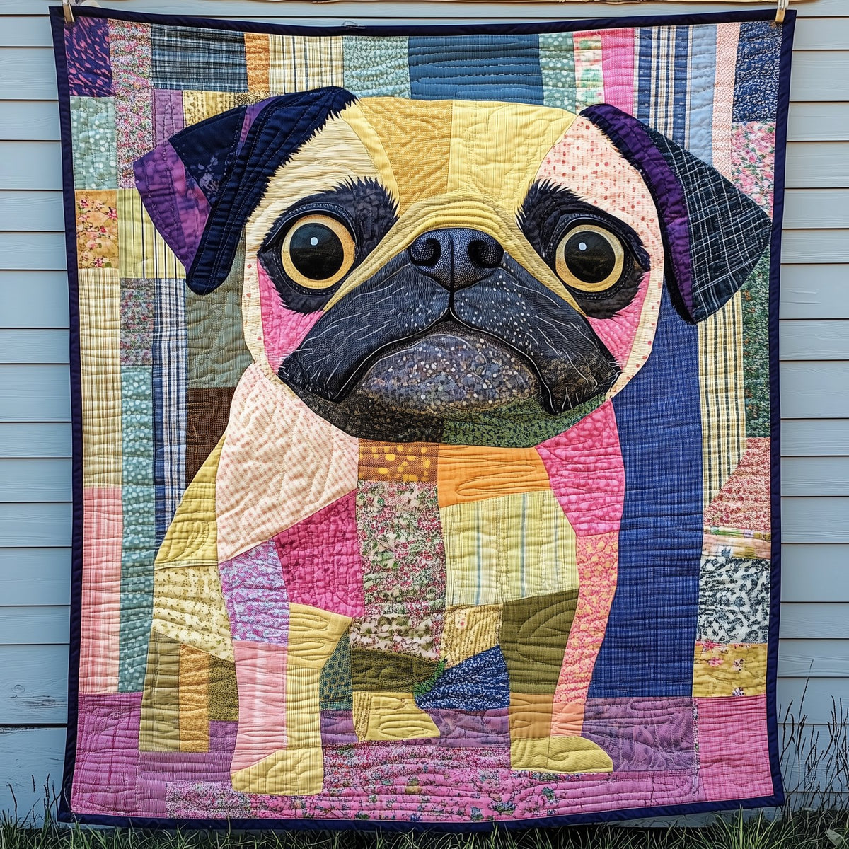 Adorable Pug Puppy Quilted Blanket printed blanket