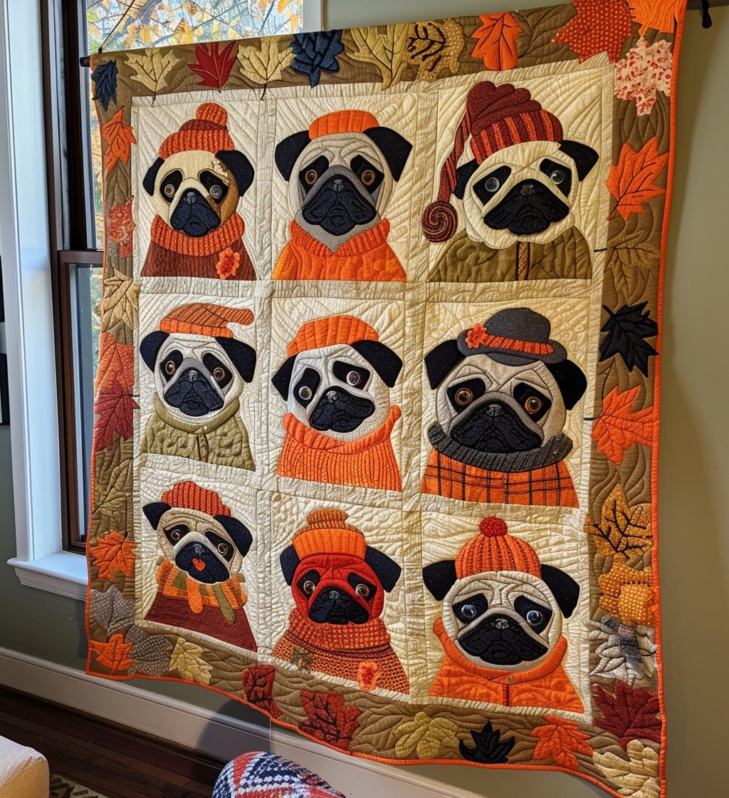 Adorable Pugs Quilted Blanket printed blanket