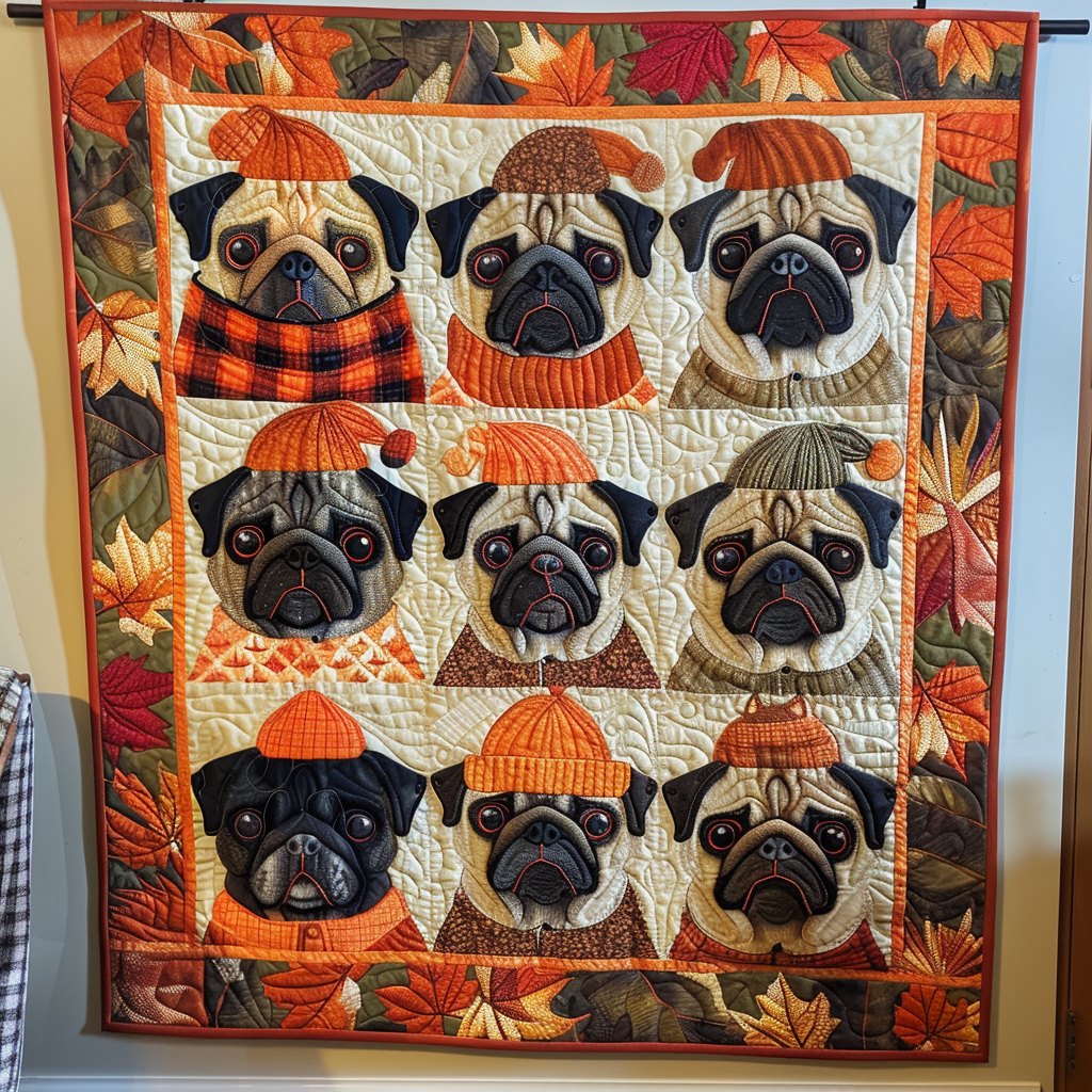 Adorable Pugs Quilted Blanket printed blanket