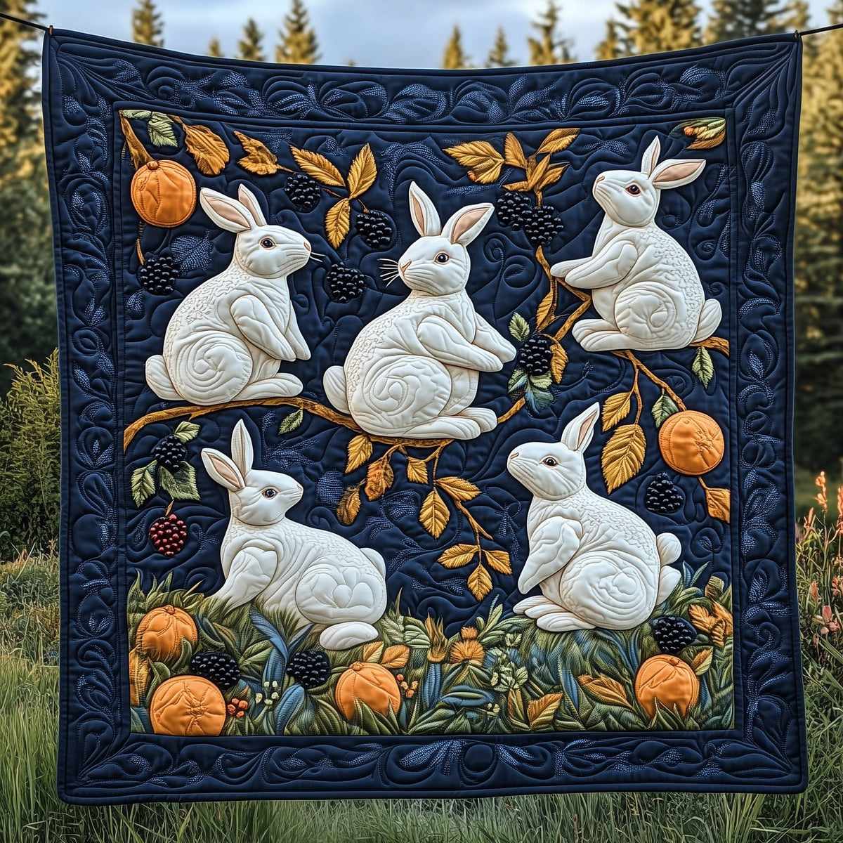 Adorable Rabbit Quilted Blanket printed blanket