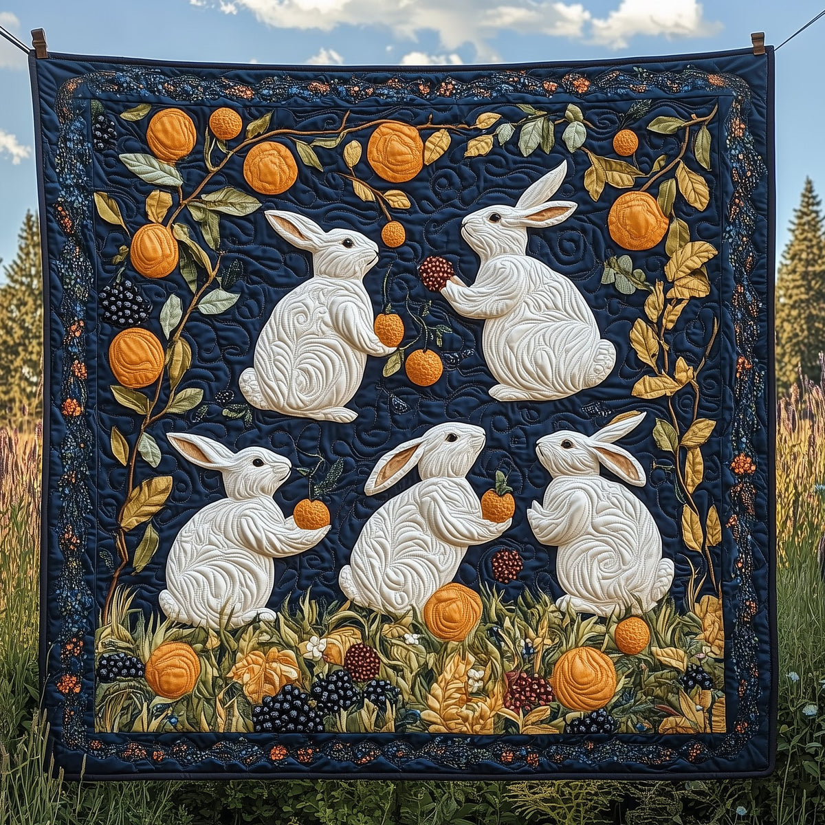 Adorable Rabbit Quilted Blanket printed blanket