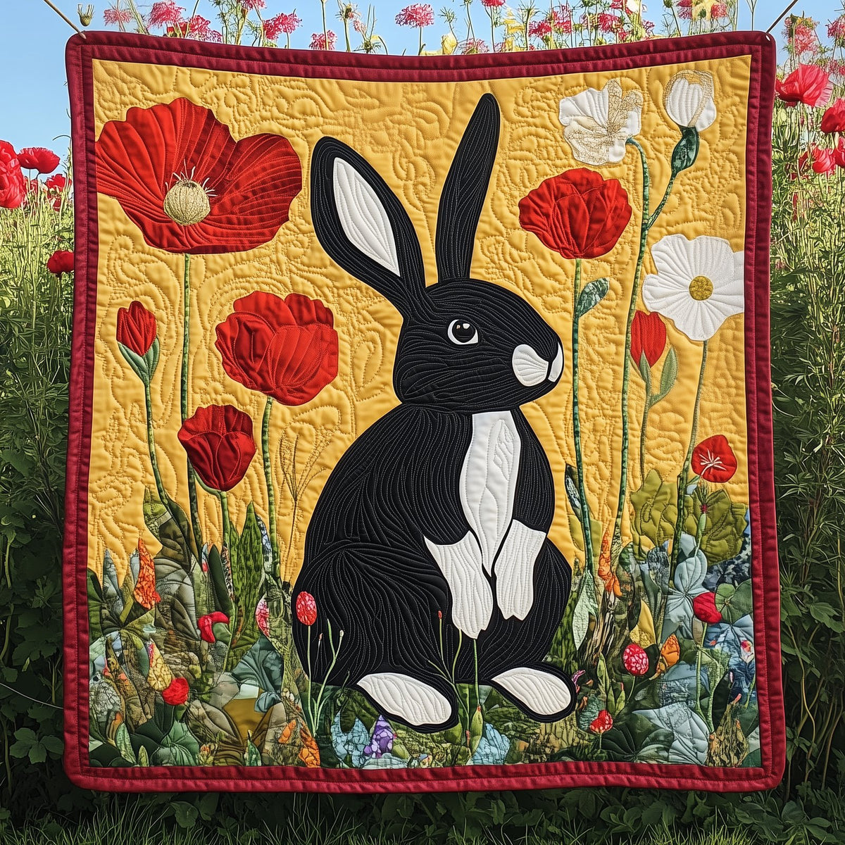 Adorable Rabbit Quilted Blanket printed blanket