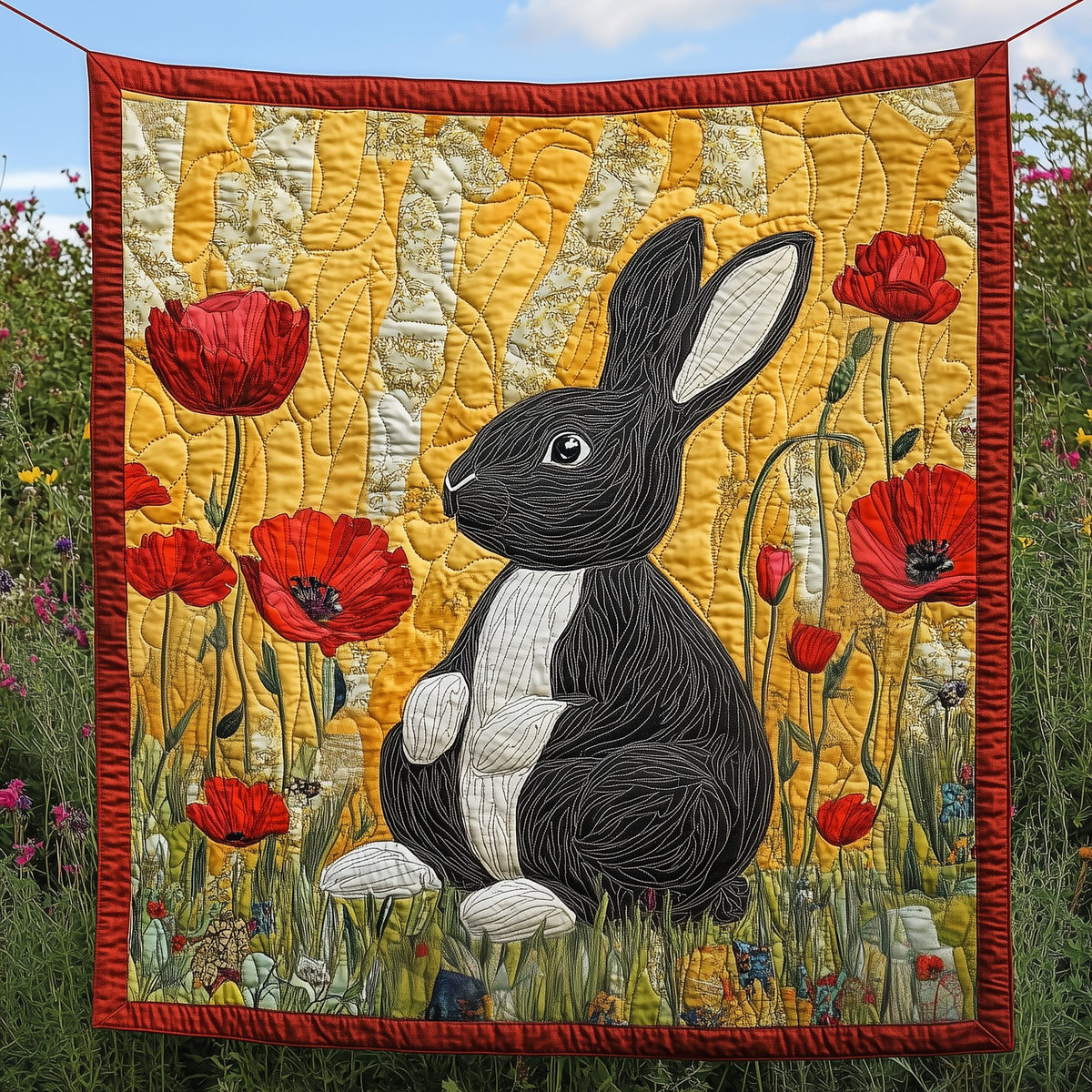 Adorable Rabbit Quilted Blanket printed blanket