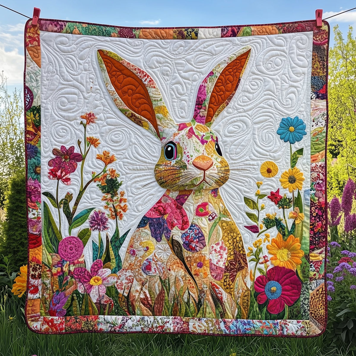 Adorable Rabbit Quilted Blanket printed blanket