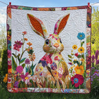Adorable Rabbit Quilted Blanket printed blanket