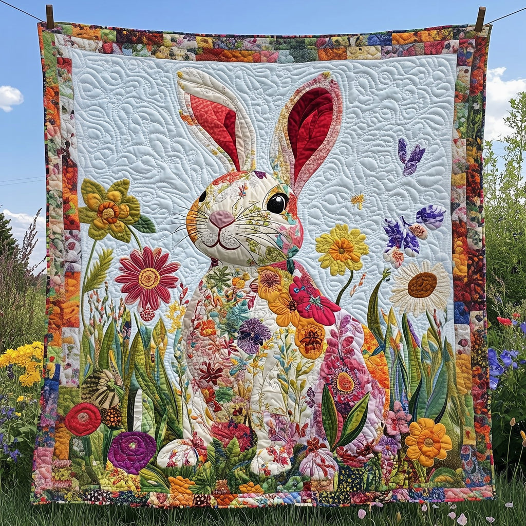 Adorable Rabbit Quilted Blanket printed blanket