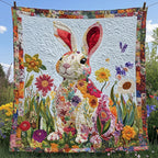 Adorable Rabbit Quilted Blanket printed blanket