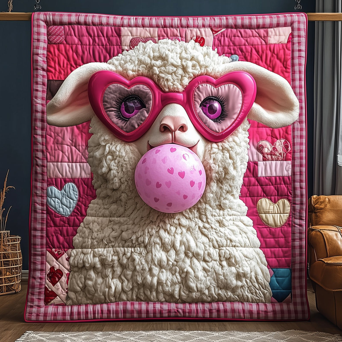Adorable Sheep Gift For Her Quilted Blanket printed blanket