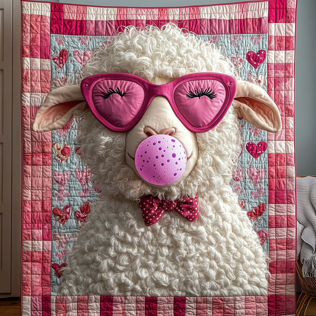 Adorable Sheep Gift For Her Quilted Blanket printed blanket