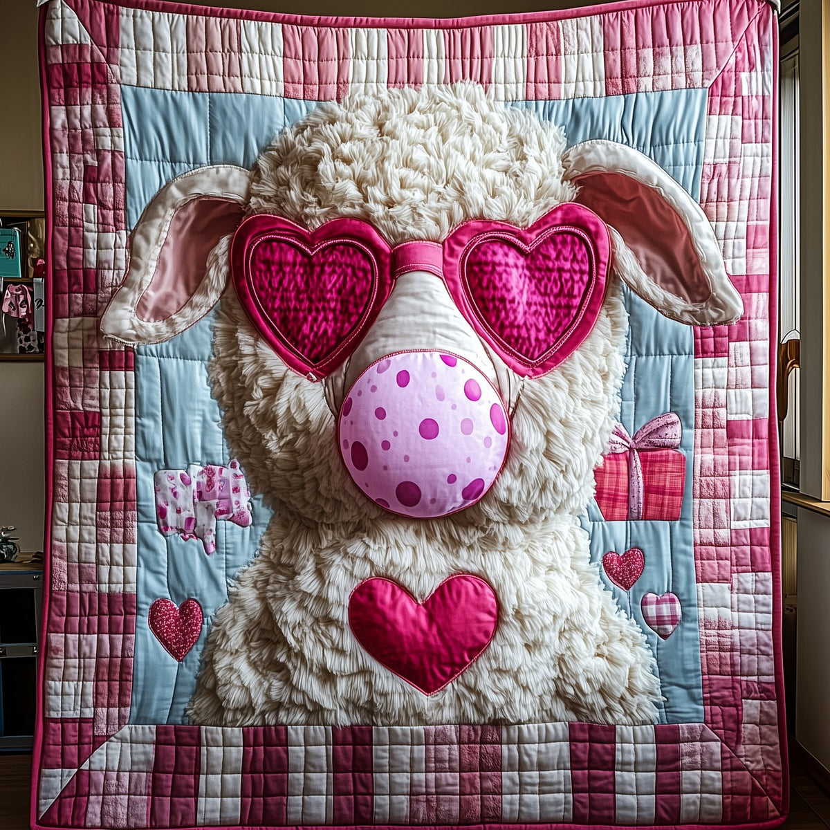 Adorable Sheep Gift For Her Quilted Blanket printed blanket