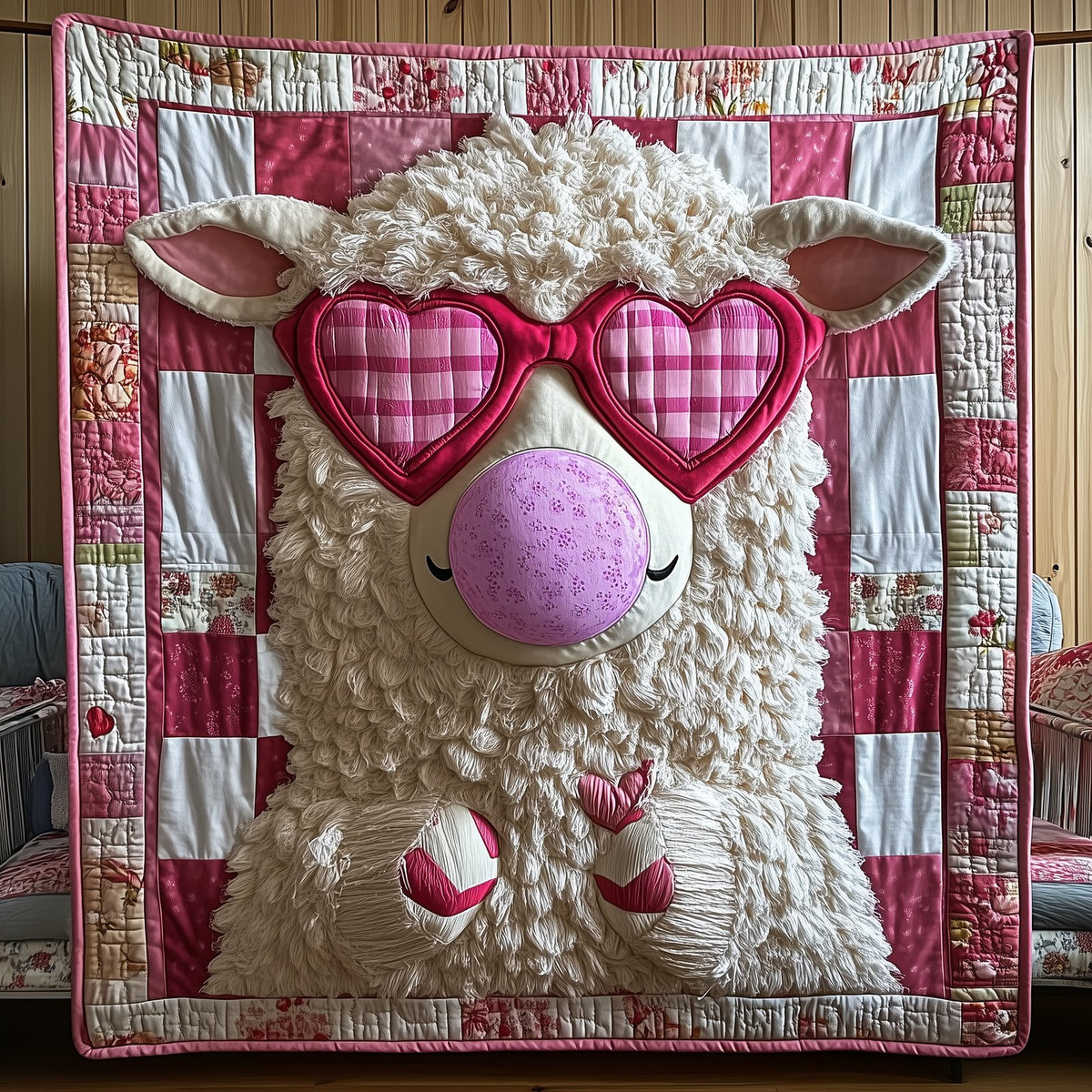 Adorable Sheep Gift For Her Quilted Blanket printed blanket