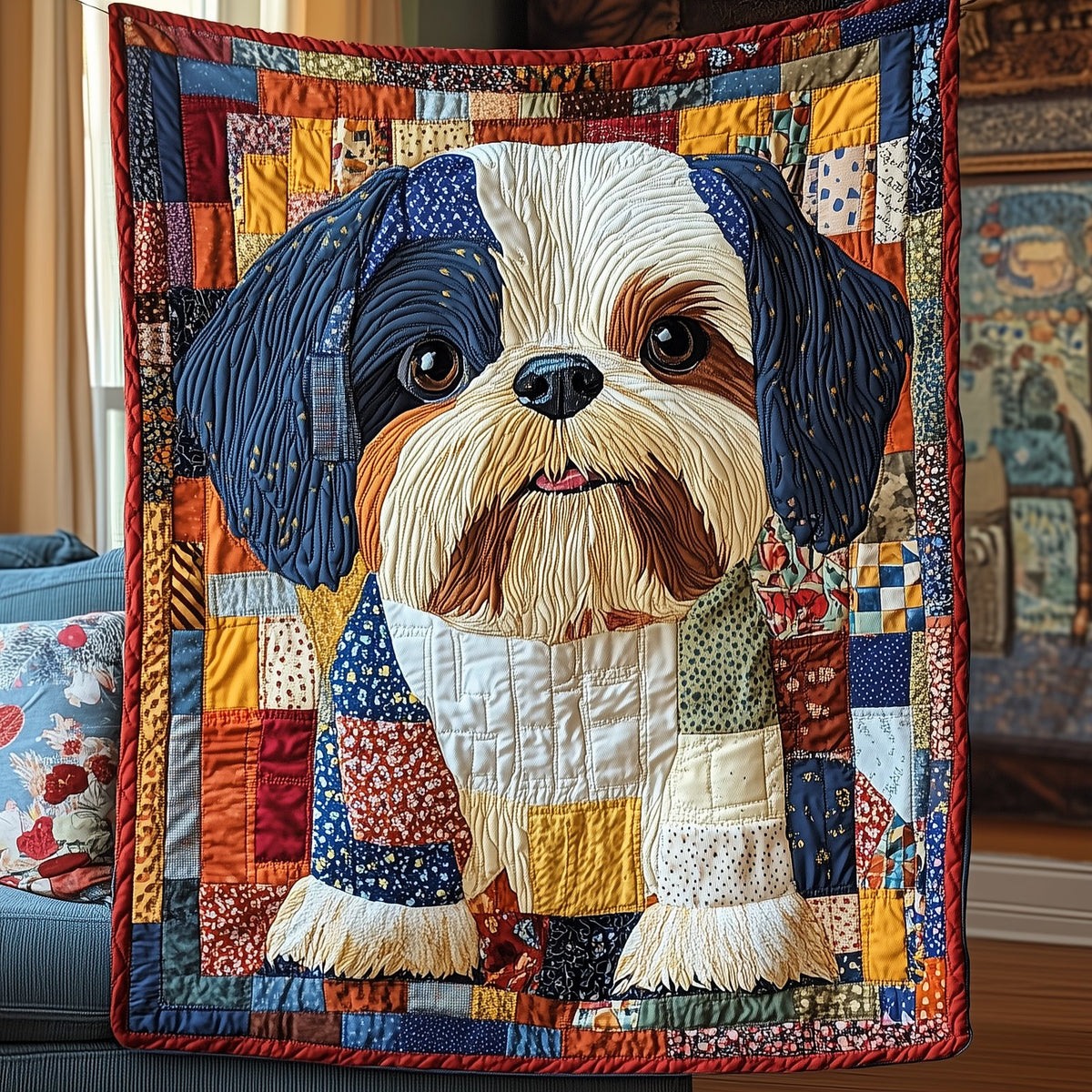 Adorable Shih Tzu Quilted Blanket printed blanket