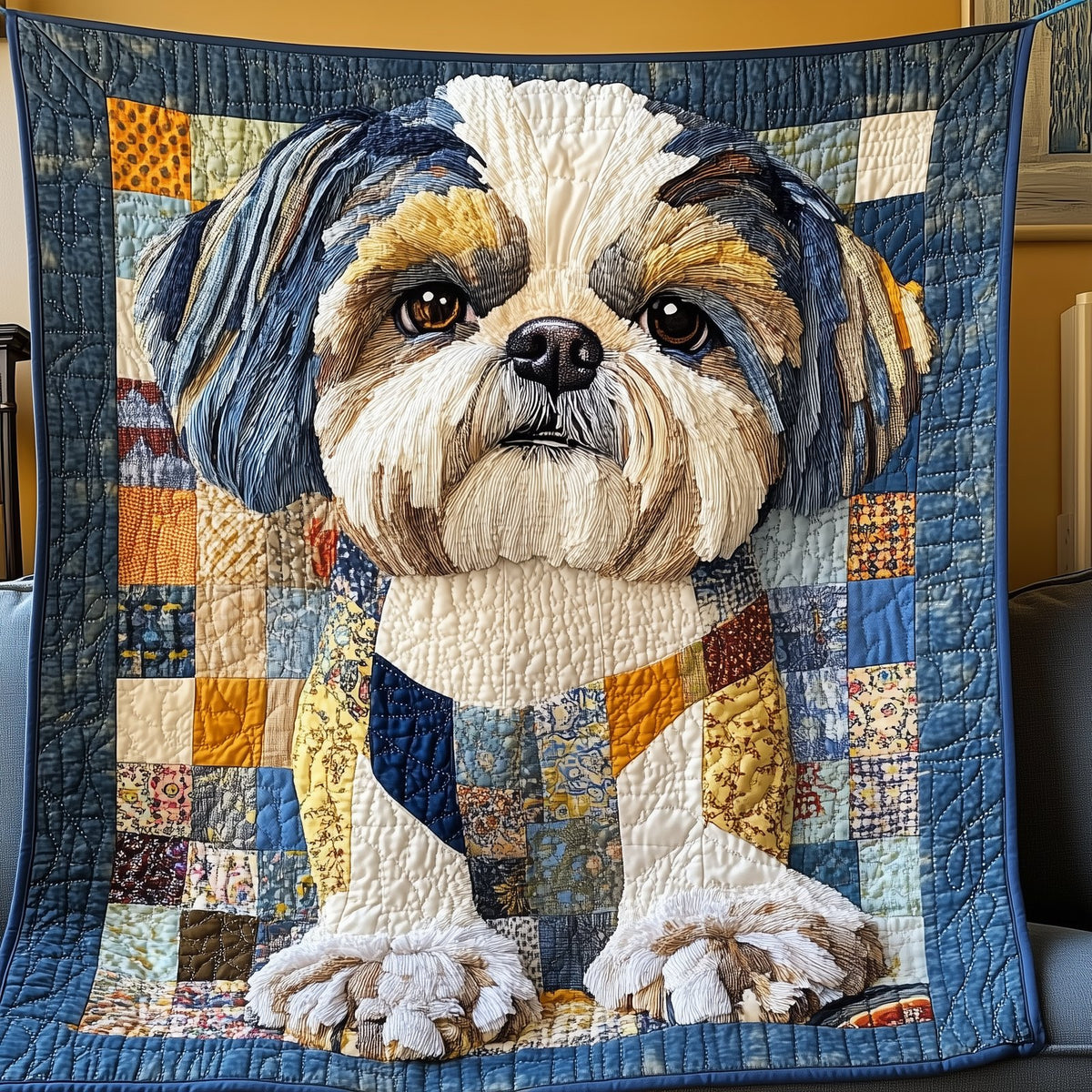 Adorable Shih Tzu Quilted Blanket printed blanket