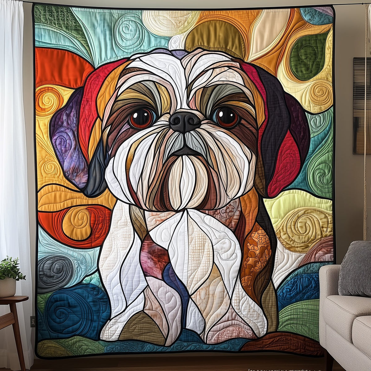 Adorable Shih Tzu Quilted Blanket printed blanket