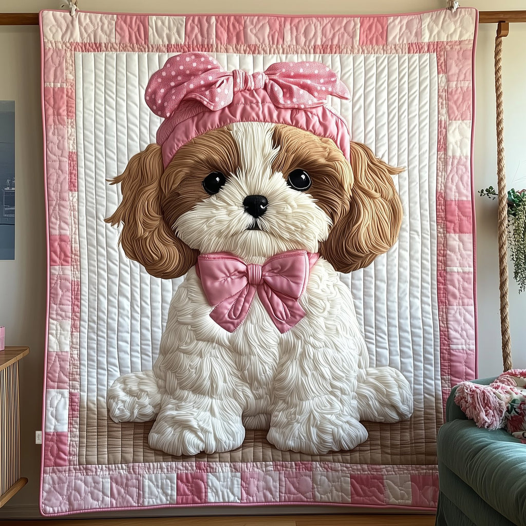 Adorable Shih Tzu Quilted Blanket printed blanket