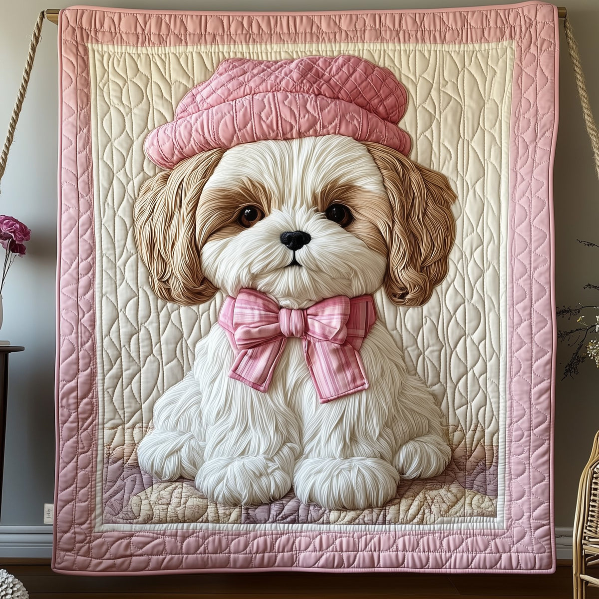 Adorable Shih Tzu Quilted Blanket printed blanket