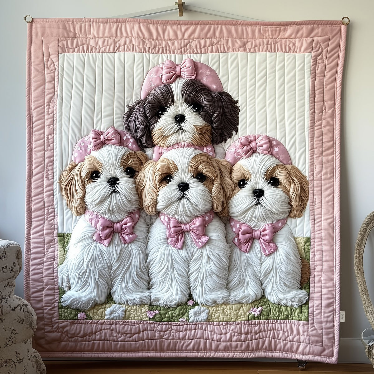 Adorable Shih Tzu Quilted Blanket printed blanket