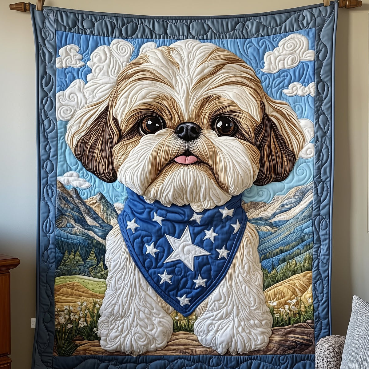 Adorable Shih Tzu Quilted Blanket printed blanket