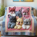 Adorable Sleepy French Bulldogs Quilted Blanket printed blanket