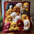 Adorable Sleepy Poodles Quilted Blanket printed blanket