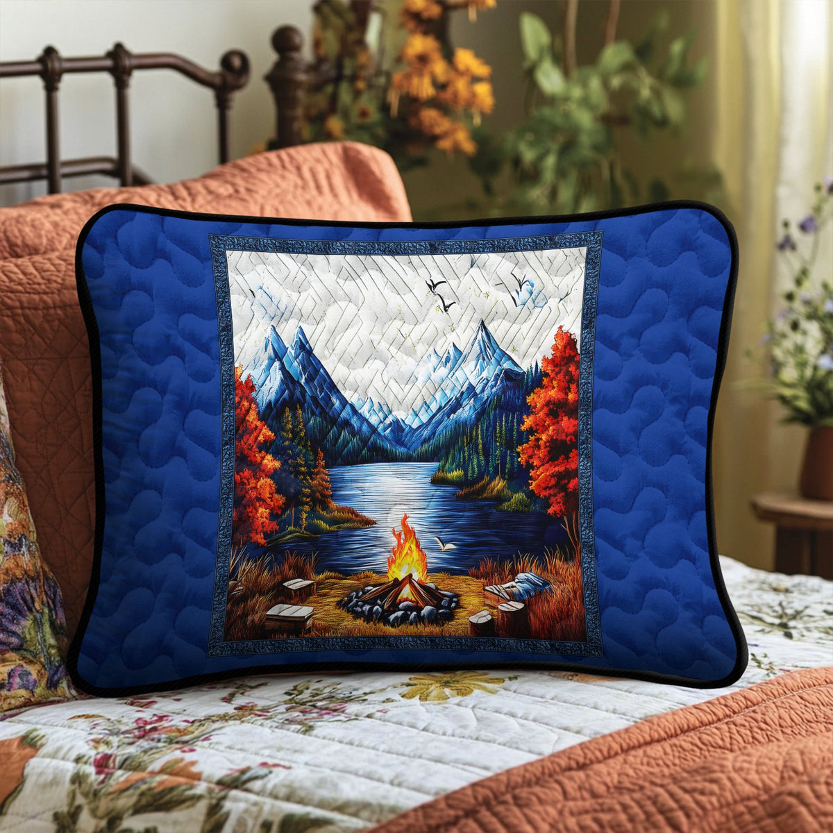 Adventure Camp Quilted Bedding Cushion Cover printed cushion cover