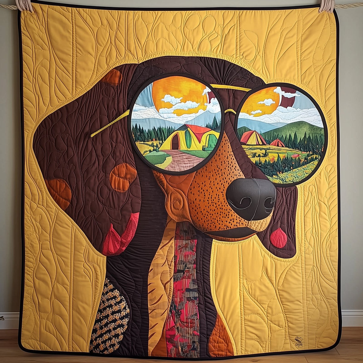 Adventure Dachshund Quilted Blanket printed blanket