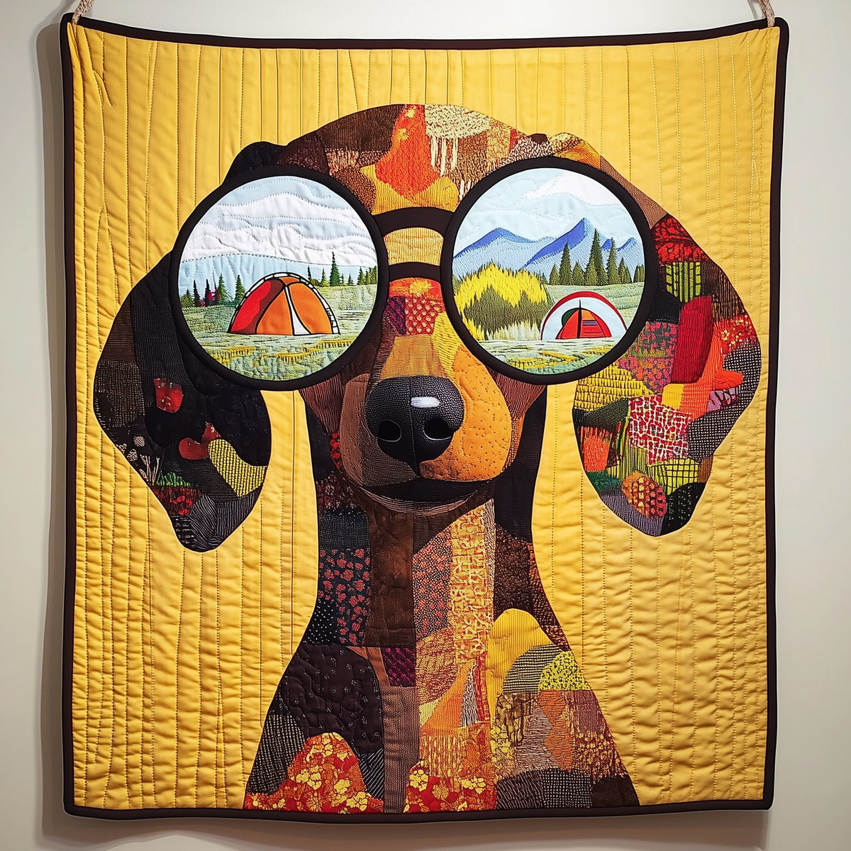 Adventure Dachshund Quilted Blanket printed blanket