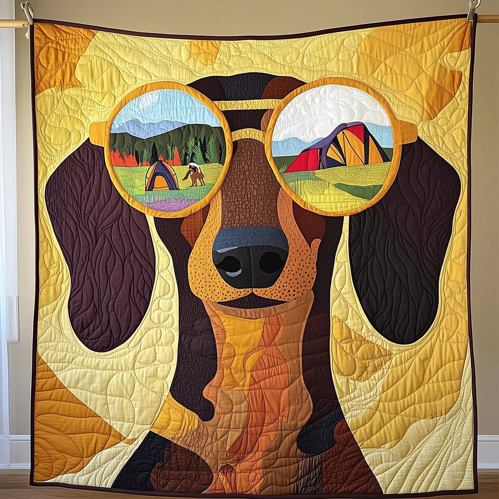 Adventure Dachshund Quilted Blanket printed blanket