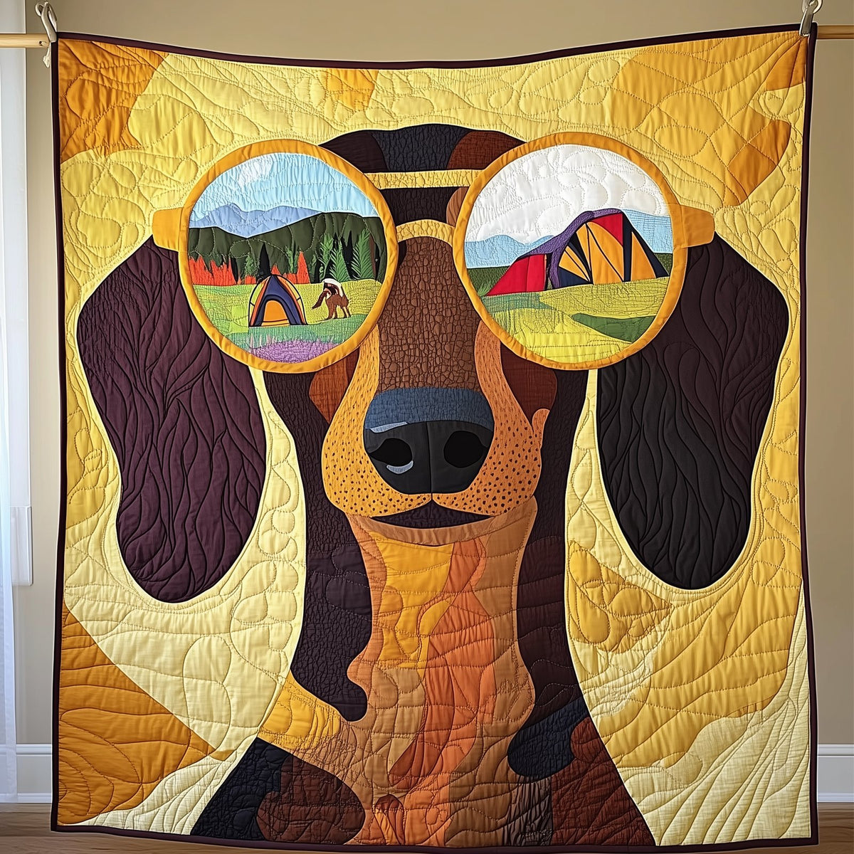 Adventure Dachshund Quilted Blanket printed blanket