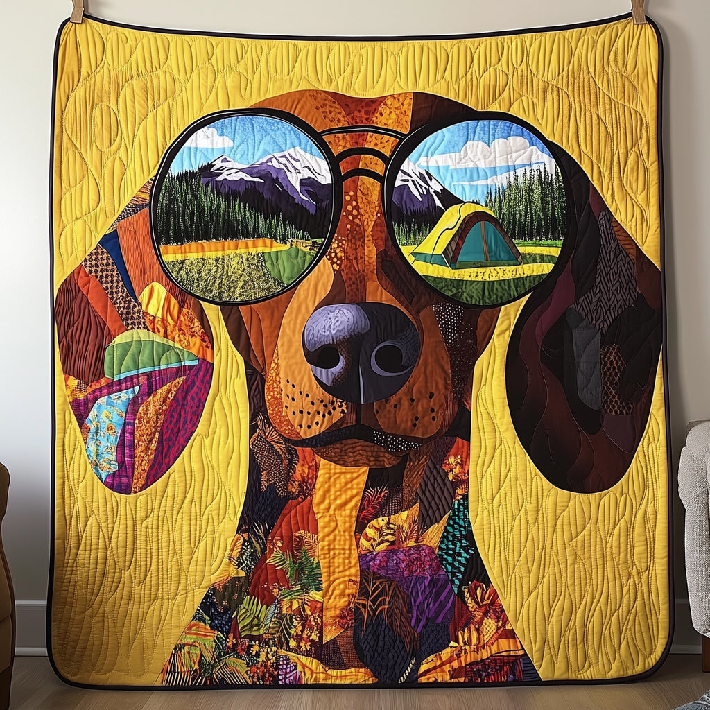 Adventure Dachshund Quilted Blanket printed blanket